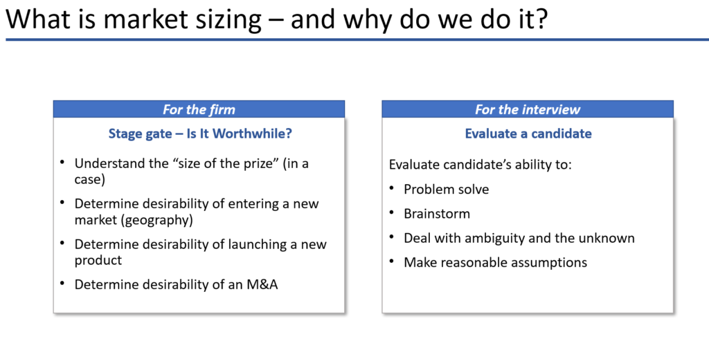 A breakdown of why we do market sizing